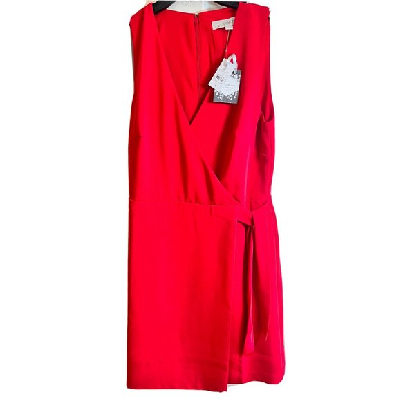 Loft Size 4 Dress Ladies Red Faux Wrap with Tie Little Red Dress NWT - Picture 1 of 10